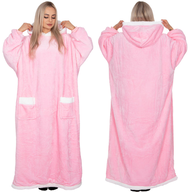 Oversized Fleece Deken/Trui - Oversized Deken - Oversized Trui - Hoodie - Capuchon - Roze