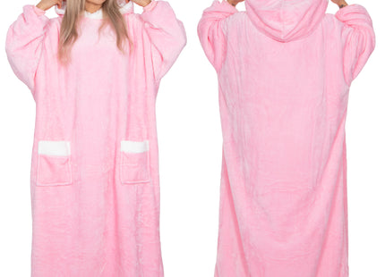 Oversized Fleece Deken/Trui - Oversized Deken - Oversized Trui - Hoodie - Capuchon - Roze