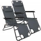 Tuinstoelen | Ligstoel | Ligbed | Verstelbaar | Inclusief Hoofdsteun | 2 Stuks | Antraciet