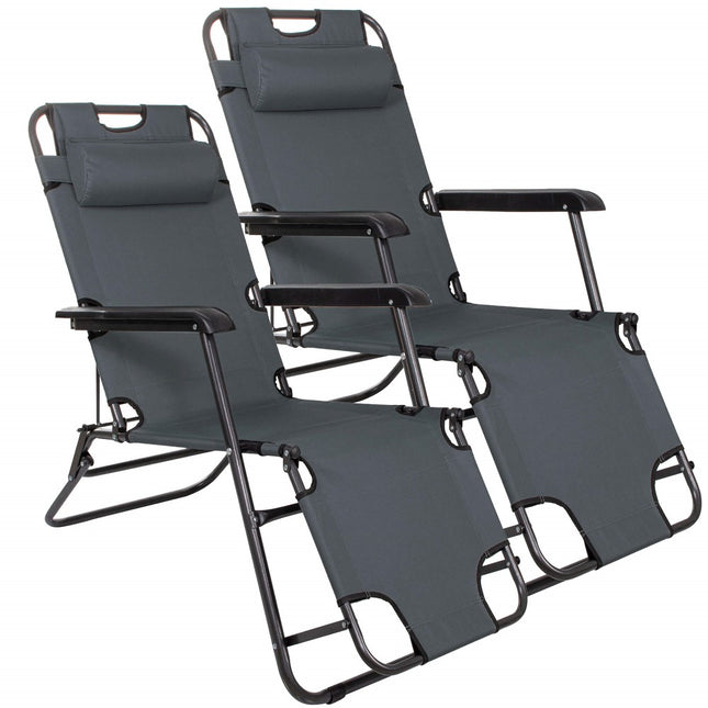 Tuinstoelen | Ligstoel |Verstelbaar | Inclusief Hoofdsteun | 2 Stuks | Antraciet