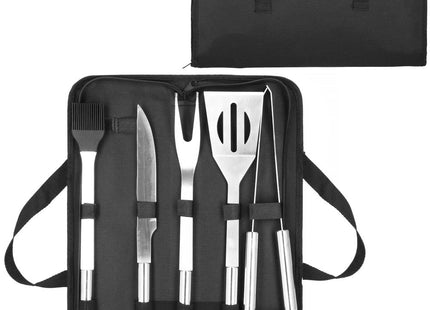 BBQ Accessoires | 5 Delige Set | Inclusief Draagtas | Roestvrij Staal