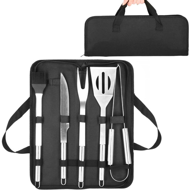 BBQ Accessoires | 5 Delige Set | Inclusief Draagtas | Roestvrij Staal
