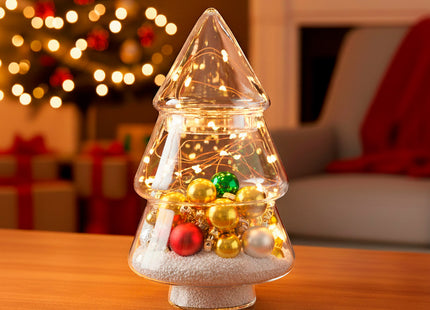 Kerstversiering  | Kerstaccessoires | Koekjes Container | Koekjespot | Denneboom | Glas | 23 cm