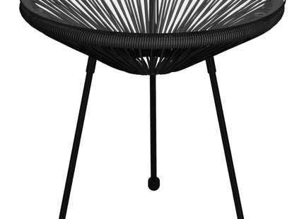 Tuintafel - Draad - Rotan - Zwart - Rond - Glas - 50 Cm