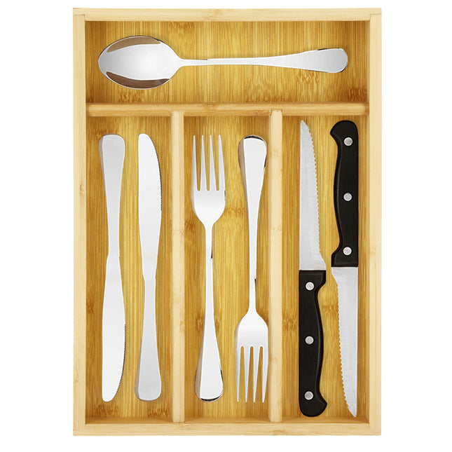 Bestekbak - Bestekhouder - Bestek Organizer - Bamboe -  34 x 25 x 4,5 cm