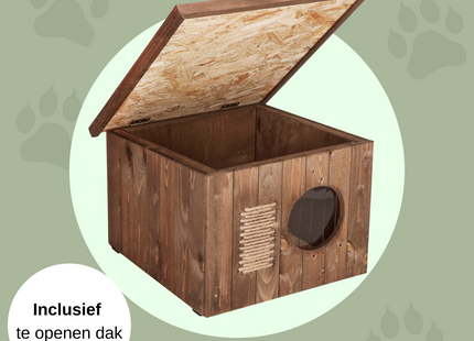 Kattenhuis - Geïsoleerd - Voor Buiten - Weersbestendig - 58 X 49,5 X 36 CM - Bruin