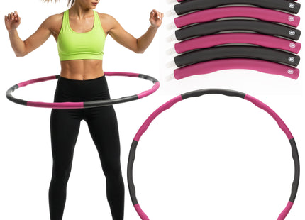 Hoelahoep - Hoepel - Fitness - Opvouwbaar - Cardiotraining - Massage - Grijstinten - Roze - 88 Cm