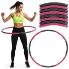Hoelahoep - Hoepel - Fitness - Opvouwbaar - Cardiotraining - Massage - Grijstinten - Roze - 88 Cm