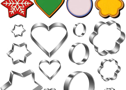 Koekjesvormen - Uitsteekvorm - Kerstkoekjes - Zilver- 12 Stuks