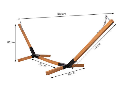 Hangmatstandaard |  Eenvoudige Montage | Weerbestendig | 300 x 100 cm | Hout/Zwart