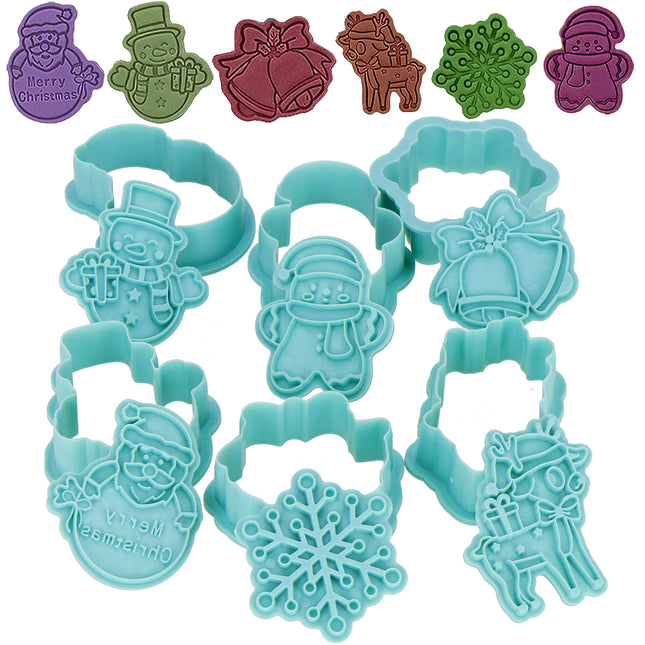 Koekjesvormen - Uitsteekvorm - Kerstkoekjes - Meerkleurig - 6 - Stuks