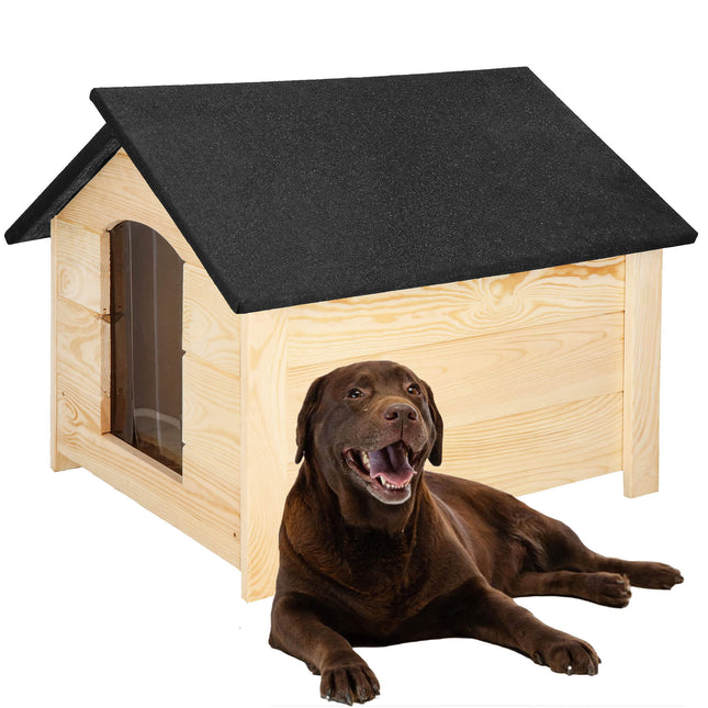 Hondenhok - Hondenhuis - Dog House - Geïsoleerd - Voor Buiten - Weersbestendig  - Hout - Zwart
