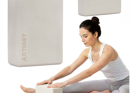 Actiget® Yoga Blok - Yoga Cube - Pilates Blok - Balans - Rekoefeningen - EVA-schuim - Lichtbeige - 7,5 X 23 X 15 Cm