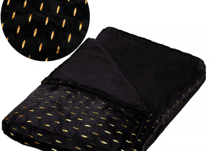 Plaid | Sprei | Deken | 220 x 200 cm | Pluche | Zwart/ Goud