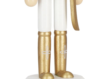 Notenkraker Kerst | Houten Soldaat | Kerstversiering | Goud/Wit | 30 cm