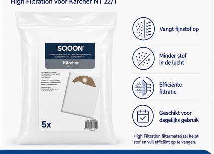 SQOON Stofzuigerzakken geschikt voor Kärcher NT 22/1 - 2.889-217.0