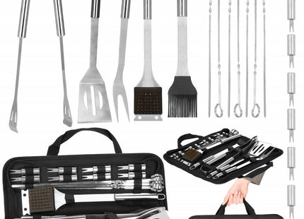 BBQ Accessoires | 20 Delige Set | Inclusief Draagtas | Roestvrij Staal