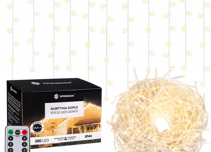 IJspegel Verlichting | 12 m + 2.5 m Snoer | Inclusief Afstandsbediening | 300 LED | Warm Wit | Koppelbaar