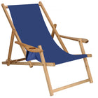 Ligbed | Strandstoel | Ligstoel | Verstelbaar | Armleuningen | Beukenhout | Geïmpregneerd | Handgemaakt | Marineblauw