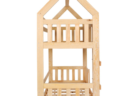 Kinderbed - Stapelbed - Veiligheid - Grenenhout - Trap -  Tot 100 Kg - Lichtbruin - 164 x87x184 cm