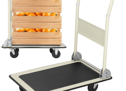 Transportwagen | Plateauwagen | Platformwagen | 72 x 47 x 81 cm | Zwart/Crème