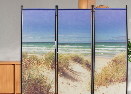 Kamerscherm - 3-delig - Privacy scherm - UV- Bestendig - Zee - Duinen - 170 x 165 Cm - PVC