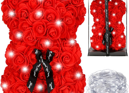 Rozen Beer | Rozenbeer | Rose Bear | Rozen Teddybeer | Liefde | Inclusief Giftbox | Valentijnsdag | 25 x 17 x 16 cm | Rood