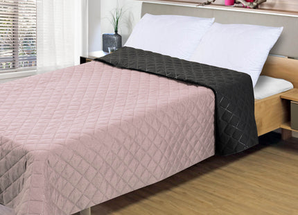 Sprei - Roze - Zwart - Dubbelzijdig - Gewatteerd - 160 x 200 Cm