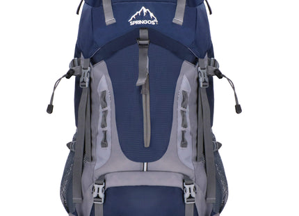 Backpack - Rugzak - Multifunctioneel - Kamperen - Reizen - Regenhoes - Fluitje - 60 Liter - Grijs/Blauw
