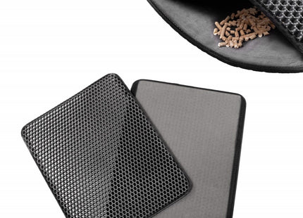 Kattenbakmat | Kattenaccesoires | Dubbellaags | Grafiet | 40x50cm