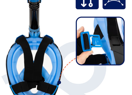 Snorkelmasker - Duikmasker - Duikbril - Camera Houder - Snorkel - Face Masker - DRY Top - Verstelbaar - L/XL - Blauw