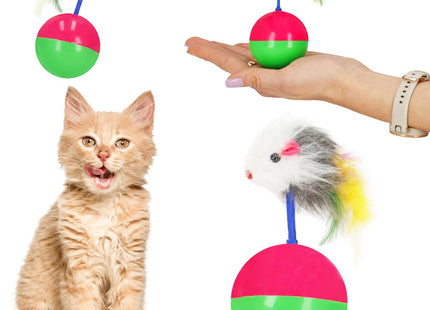 Kattenspeeltjes | Kattenspeelgoed | Bal met Muis | Multicolor