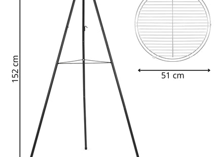 BBQ Tripod - Driepoot -Inclusief Pot - Inclusief Rooster - Inclusief Vis Rookplankjes - Inclusief Vuurschaal - 51 x 152 cm