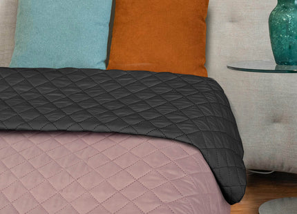 Sprei - Roze - Zwart - Dubbelzijdig - Gewatteerd - 160 x 200 Cm