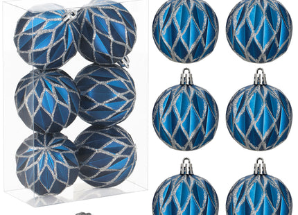 Kerstballen | 6 Stuks | 12 cm | Blauw/Zilver