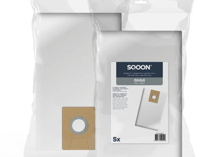 SQOON® Stofzuigerzakken  Geschikt voor Ghibli AS7 / AS10 - Vervangt 2512056 & 1633201 - High Filtration voor Industriële Reiniging - 5 Stuks