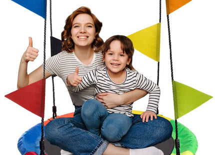 Nestschommel | Schommel Kinderen | Kinderschommel | Maximale Belasting 200 kg | Inclusief Vlaggetjes | Multicolor