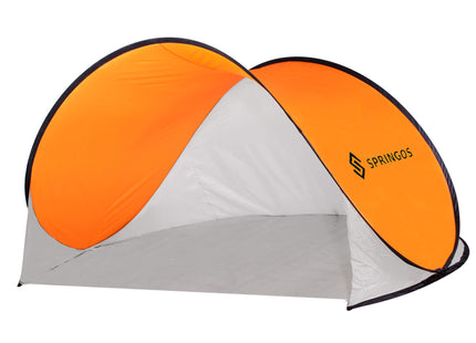 Strandtent | Pop-Up Strandtent | UV Filter | Windbescherming | Inclusief Draagtas | 200 x 120 x 110 cm | Wit/Oranje