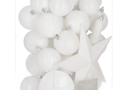 Kerstballen & Piek | 33 Stuks | 5/6/8 cm | Wit