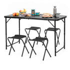Picknick Tafel Met Stoelen- Campingtafel - Campingset - Biertafel - Horeca -Tafel - Stoelen - Opvouwbaar - Zwart - 120 x 60 x 55 cm