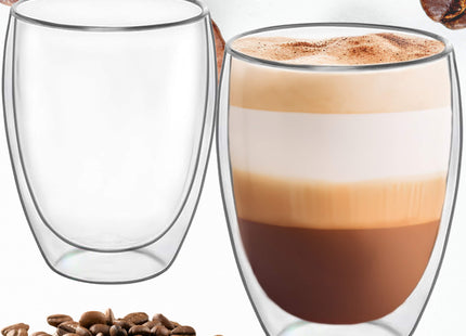 Dubbelwandig glas - Thermisch glas - Koffieglas - Thee glazen - Warme en Koude dranken -350 ML