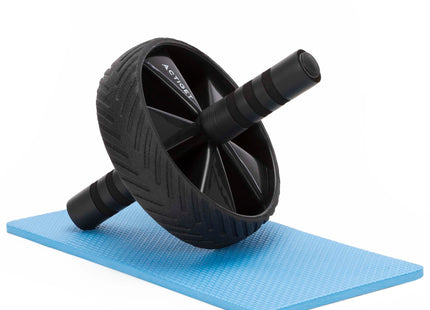 Buikspierwiel | AB Wheel | Buikspierroller | Inclusief Kniemat | Zwart/Blauw