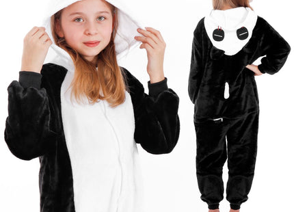 Onesie Kinderen | Panda | Maat 110/120 | Zwart/Wit