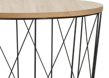 Salontafel | Salontafel Rond | Bijzettafel | 1 Stuk | 40 cm | Zwart/Hout