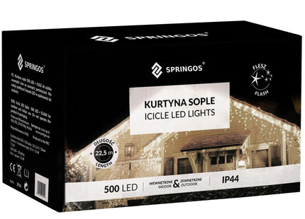 IJspegel Verlichting | Kerstverlichting Buiten | 20 m + 2.5 m Snoer | 500 LED | Flash | Koppelbaar | Koel Wit