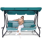 Schommelbank | Linda-Schommel | 3-zits | Waterafstotend | Inclusief 2 Kussens | Verstelbare Luifel | 230 x 100 x 162 cm | Zee Blauw/Wit/Zwart