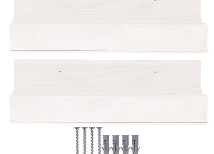 Wandplank - Boekenplank - Ophangbaar - Kruidenplank- Wit- Grenenhout - 10 Kg - 30 cm - 2 Stuks