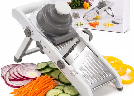 Groentesnijder met instelbare dikte – Multifunctionele groente-, fruit- en kaassnijder – 4 snijdiktes – Wit