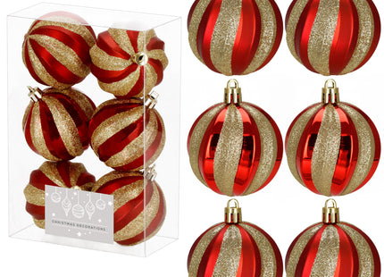 Kerstballen | 6 Stuks | 6 cm | Rood | Goud