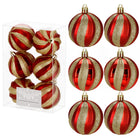 Kerstballen | 6 Stuks | 6 cm | Rood | Goud